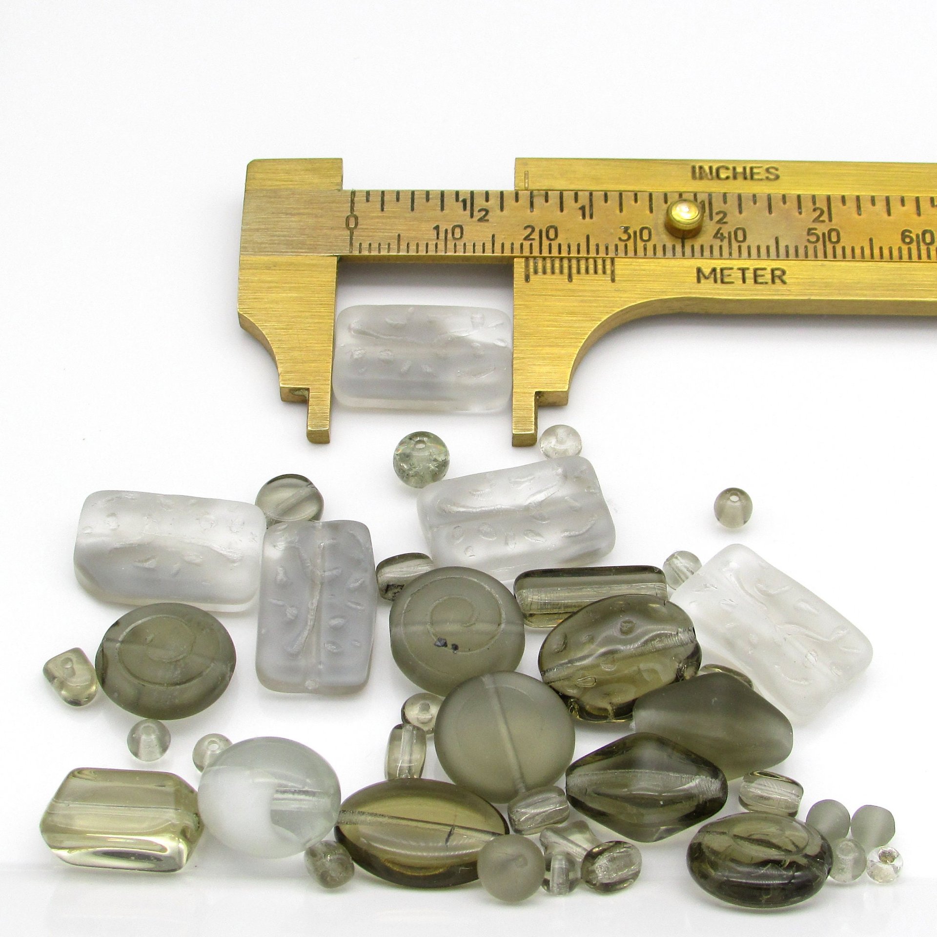 Vintage Glass Bead Mix Translucent Gray