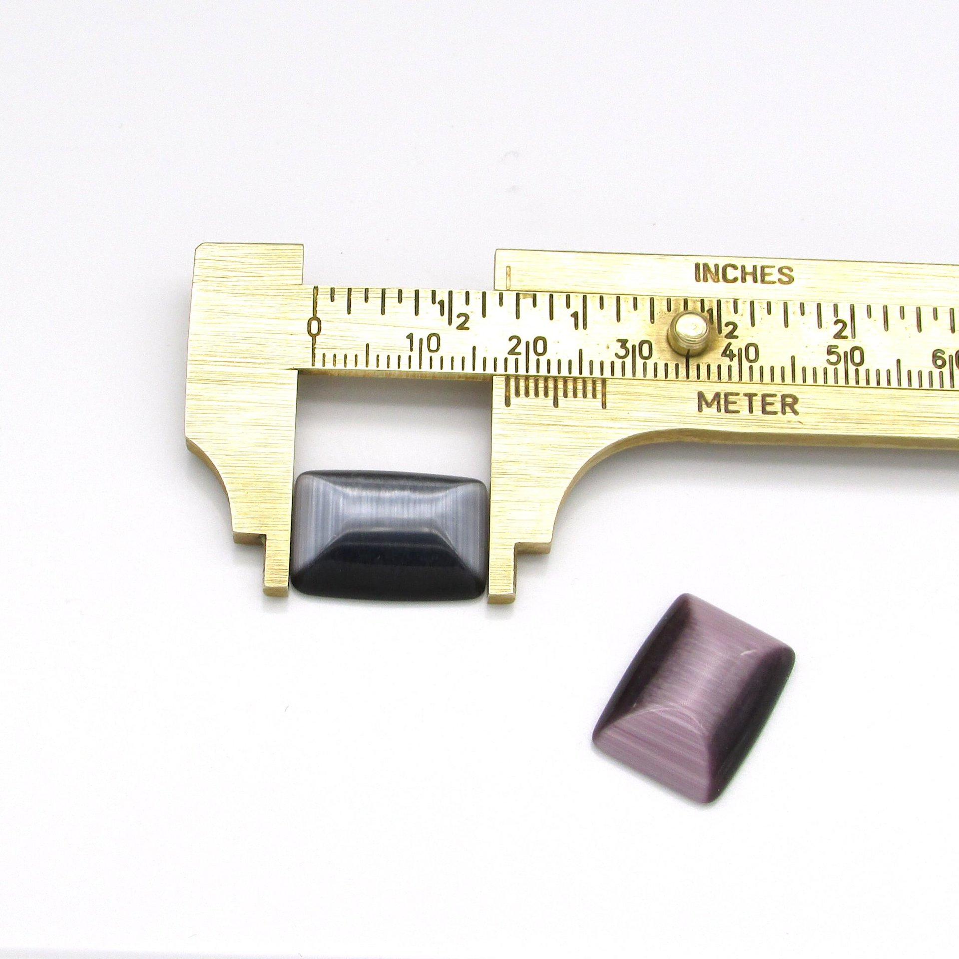 18x13mm Rectangular Cat's Eye Beveled Glass Cabochon