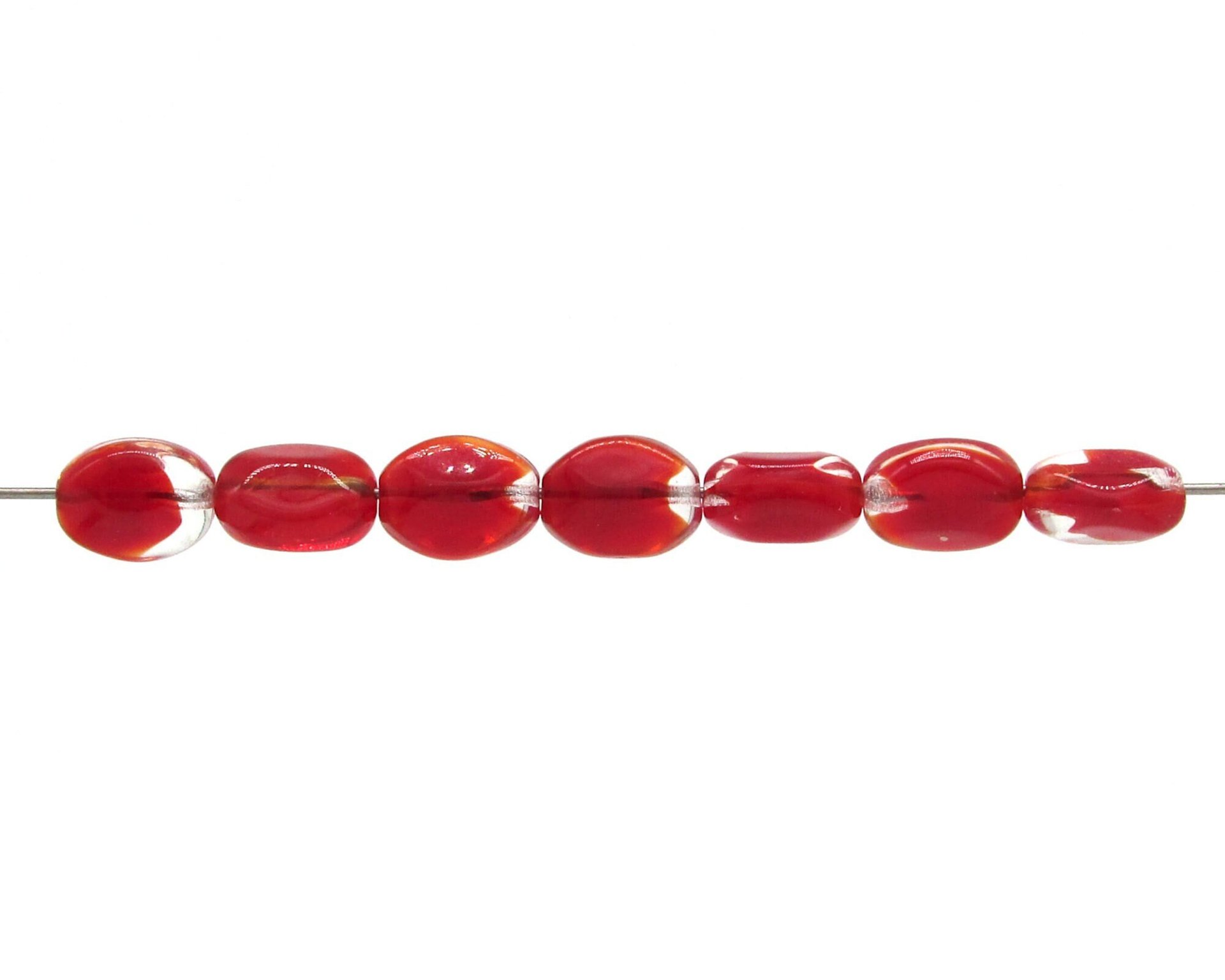 11x8.5mm Pinched Oval Beads with Red Givre