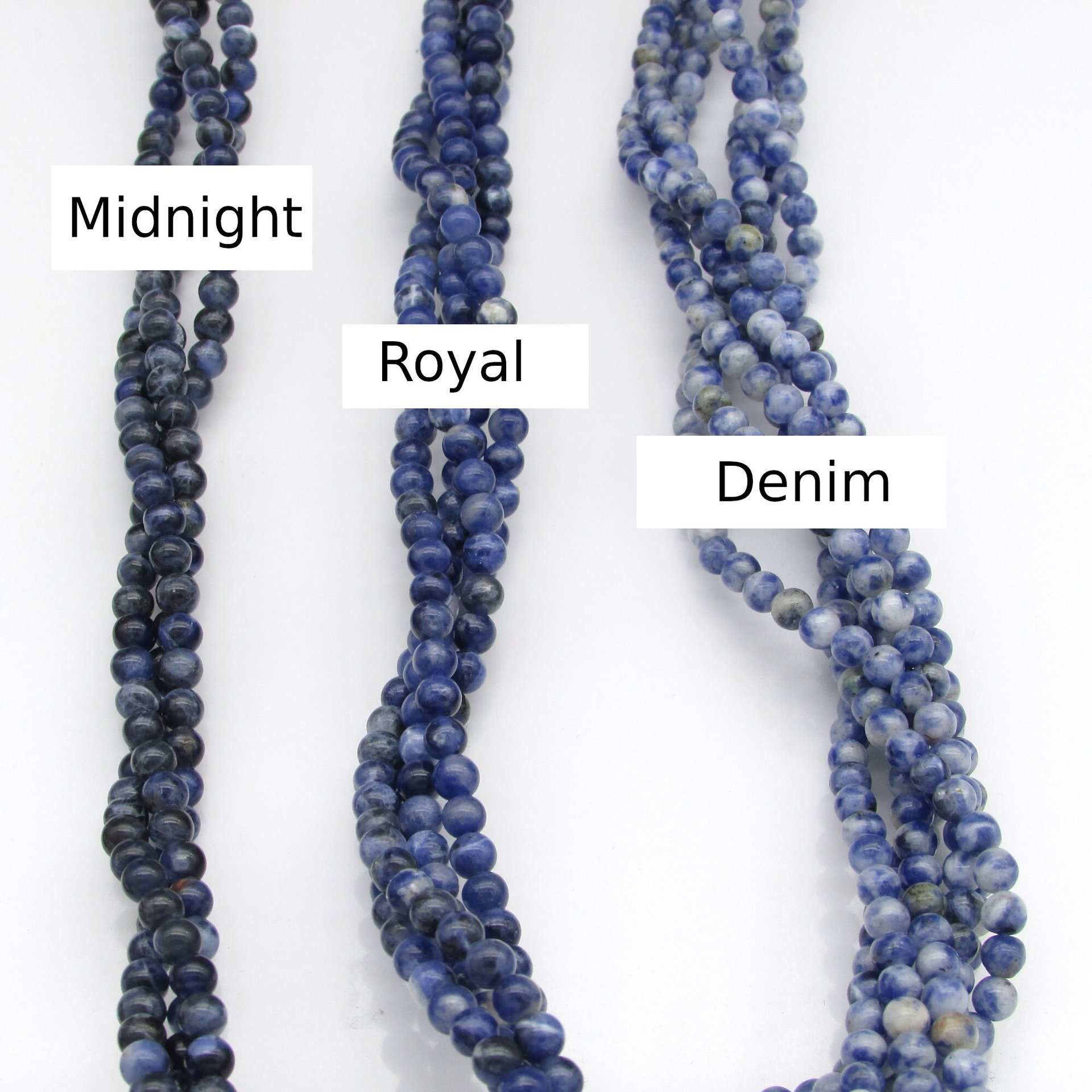 4mm Round Sodalite Beads, Opaque Blue Polished Semiprecious Gemstone Unfaceted Spacers