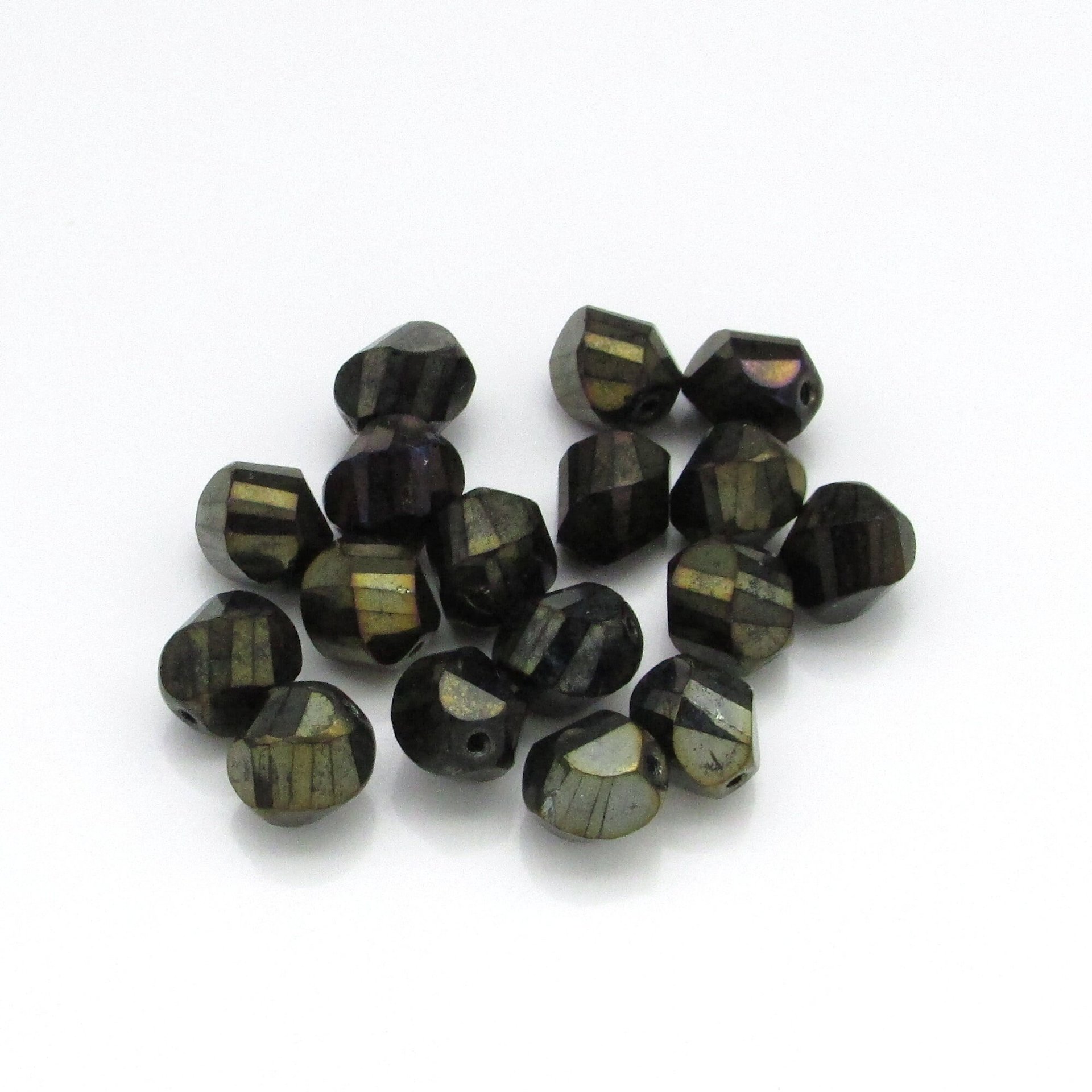 8x6mm Helix Beads, Jet Metallic Faceted Glass Twists (17)