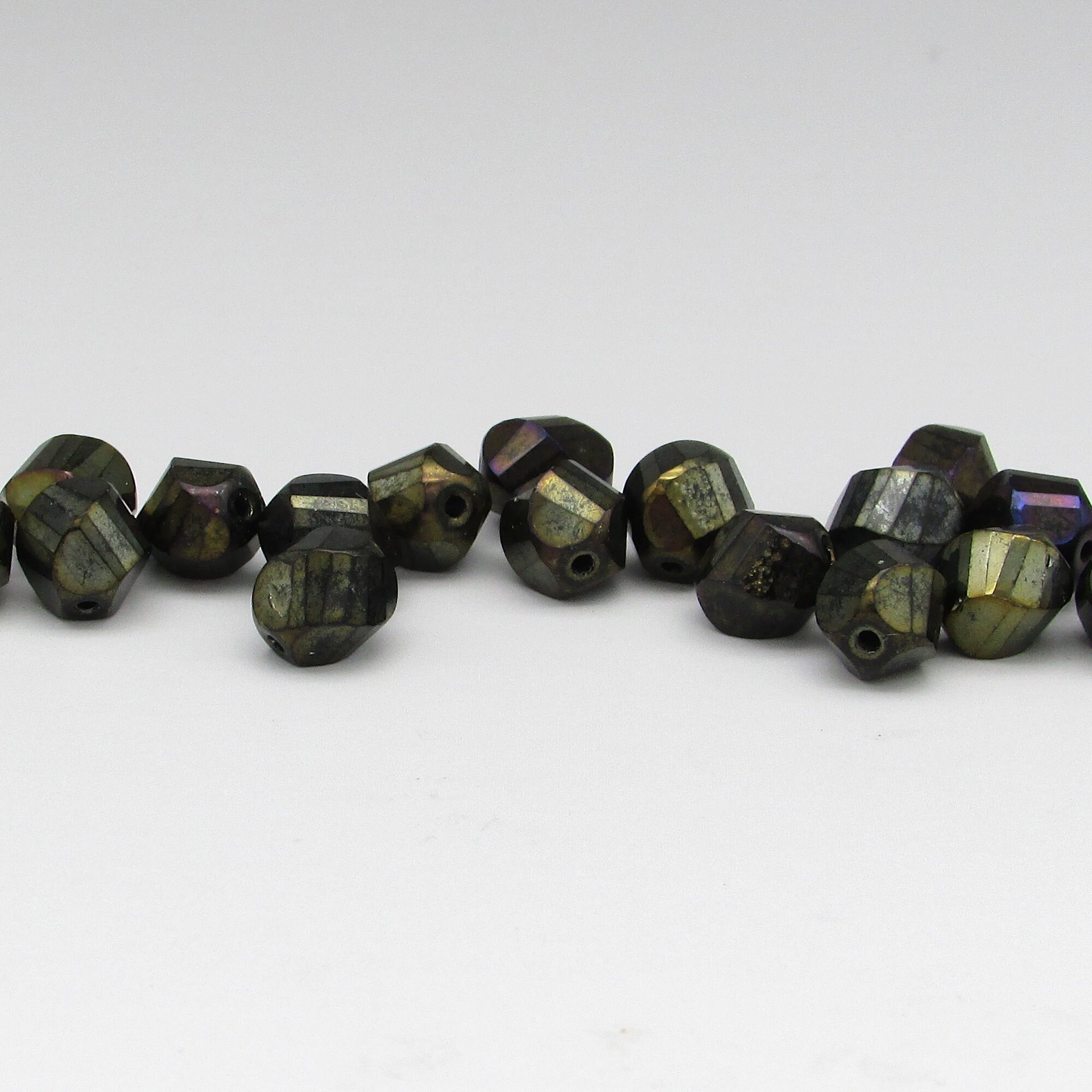 8x6mm Helix Beads, Jet Metallic Faceted Glass Twists (17)