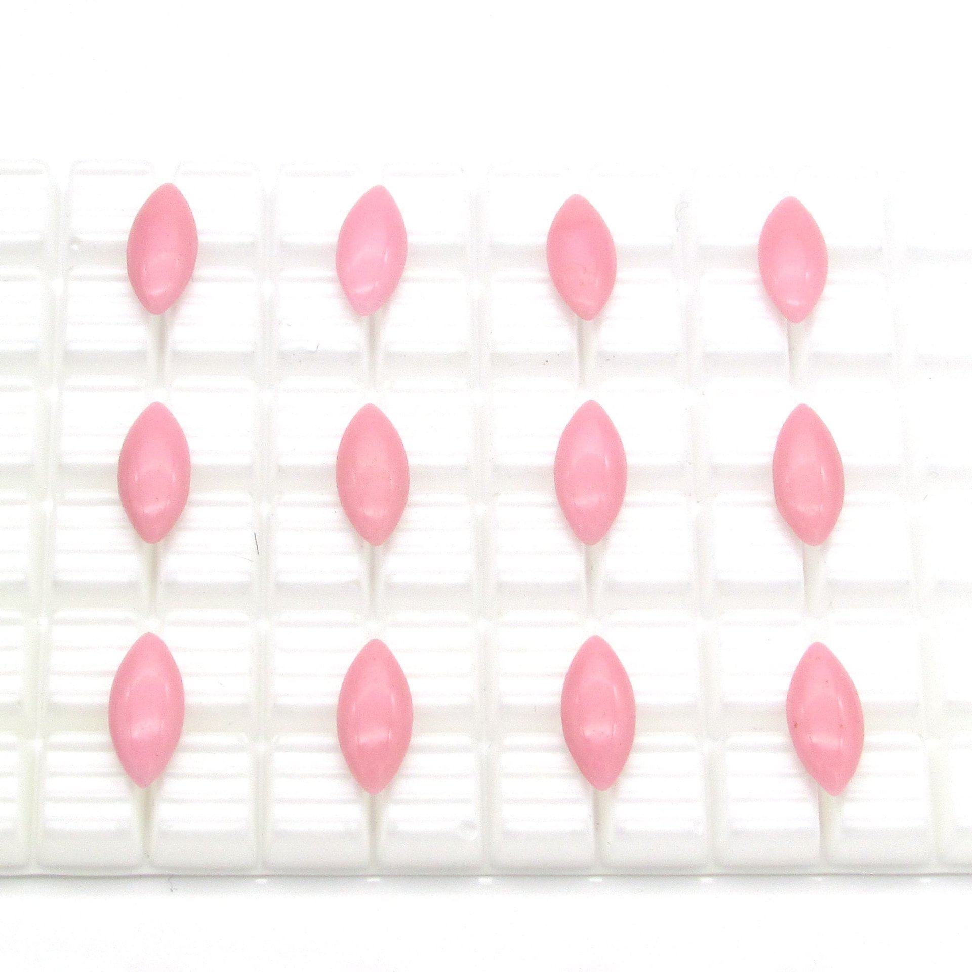 15x7mm Navette Rhinestones, Opaque Pink Vintage Point Back Glass Stones