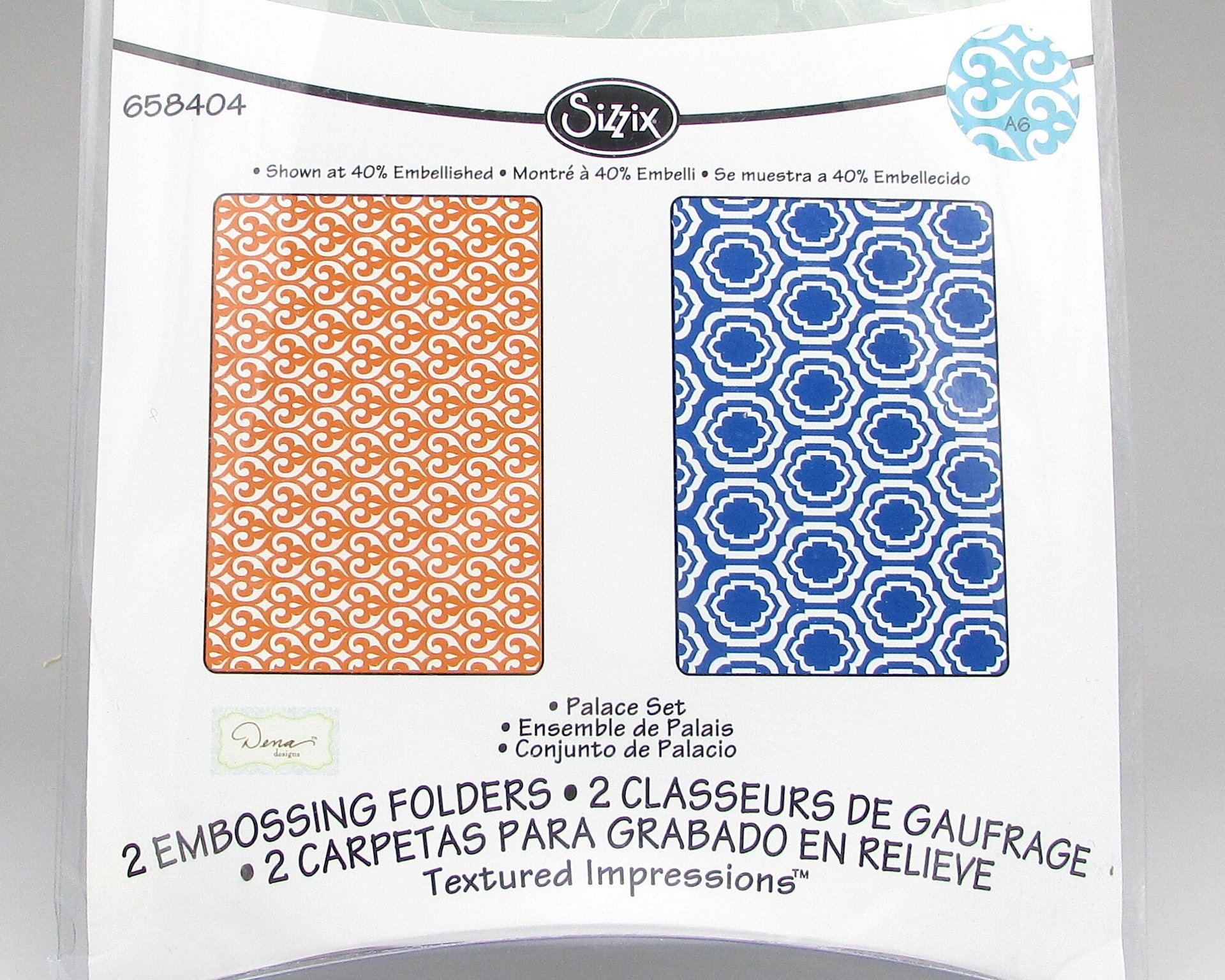 A6 Embossing Folders Sizzix Textured Impressions Palace Set of 2, Discontinued Designs New in Package