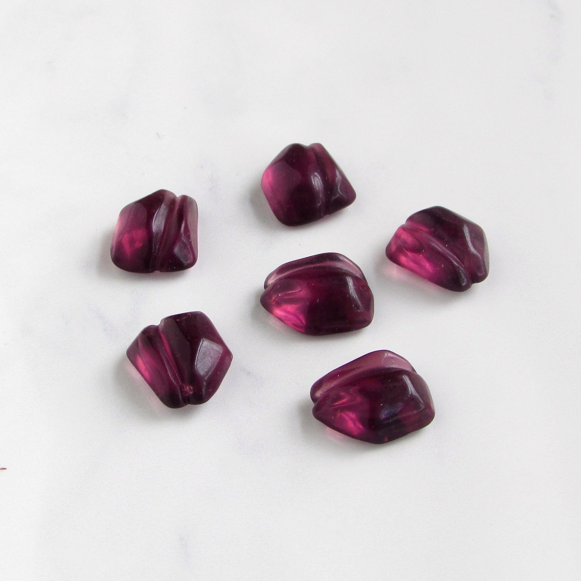 Vintage Glass Cabochons with Wrapping Channel, Unfoiled Amethyst