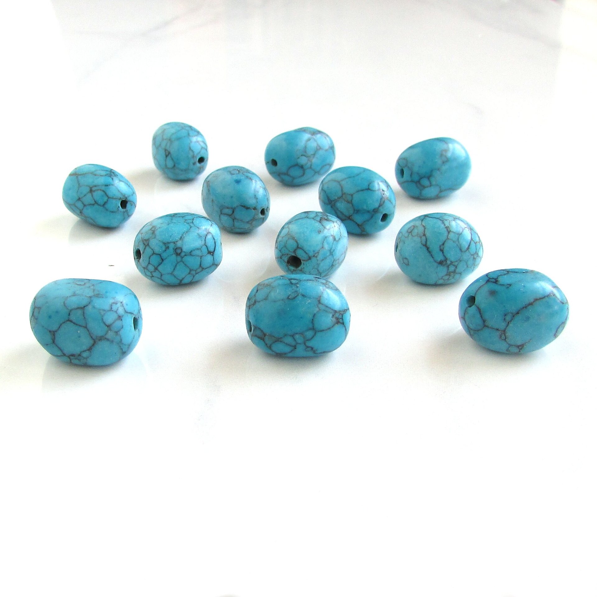 15x12mm Oval Nugget Turquoise Resin Beads