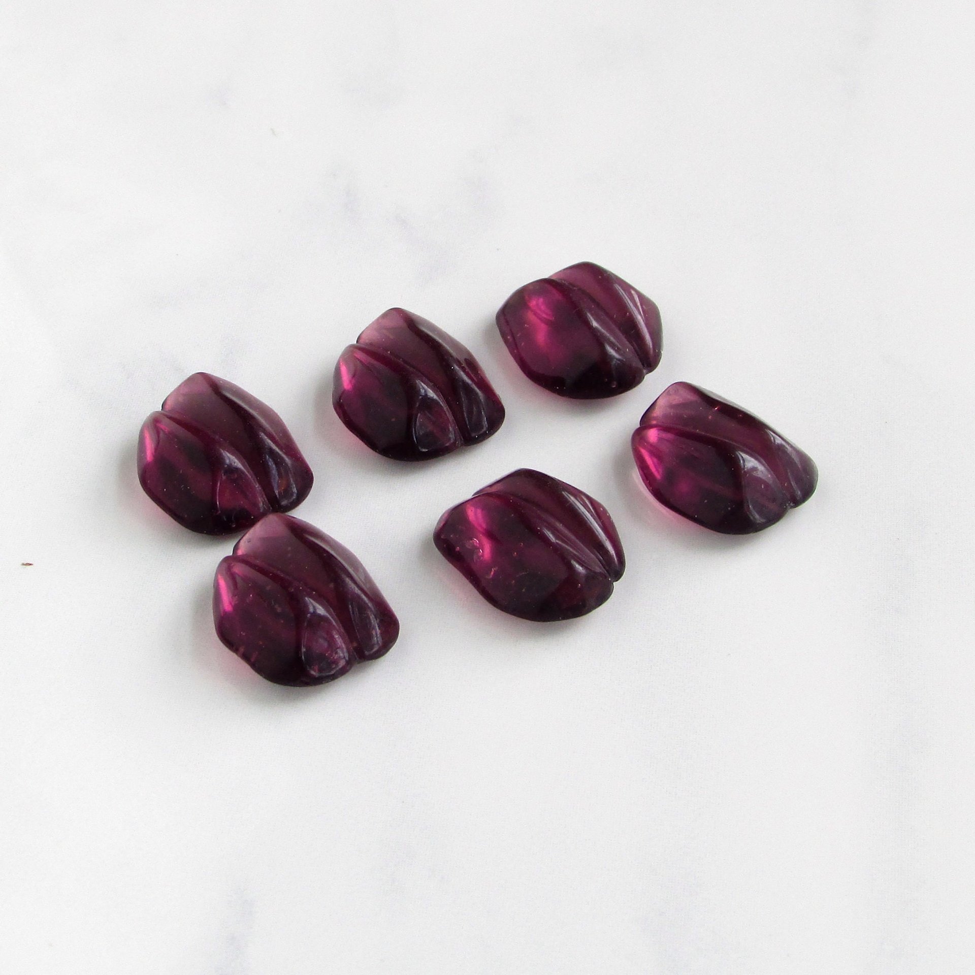 Vintage Glass Cabochons with Wrapping Channel, Unfoiled Amethyst