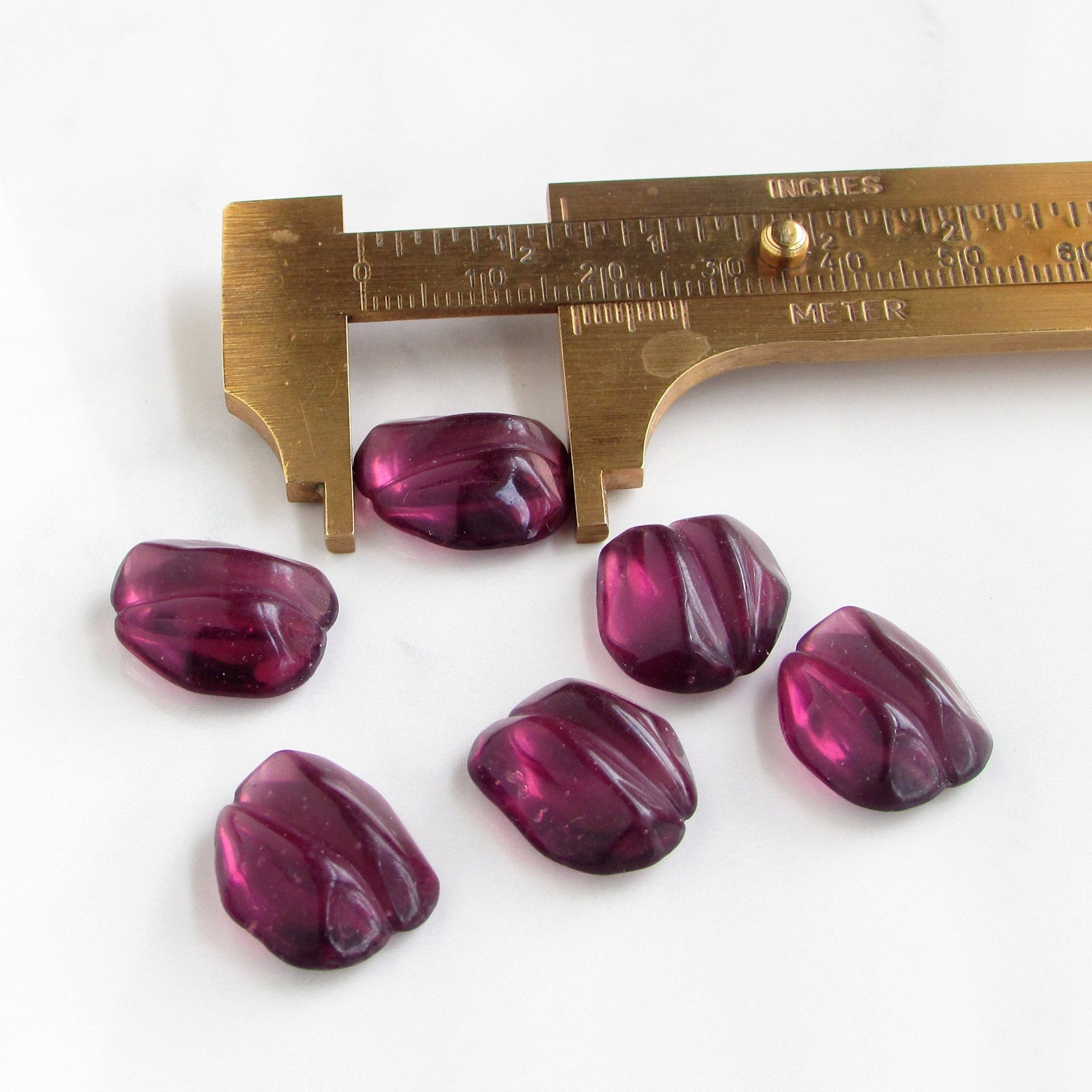 Vintage Glass Cabochons with Wrapping Channel, Unfoiled Amethyst