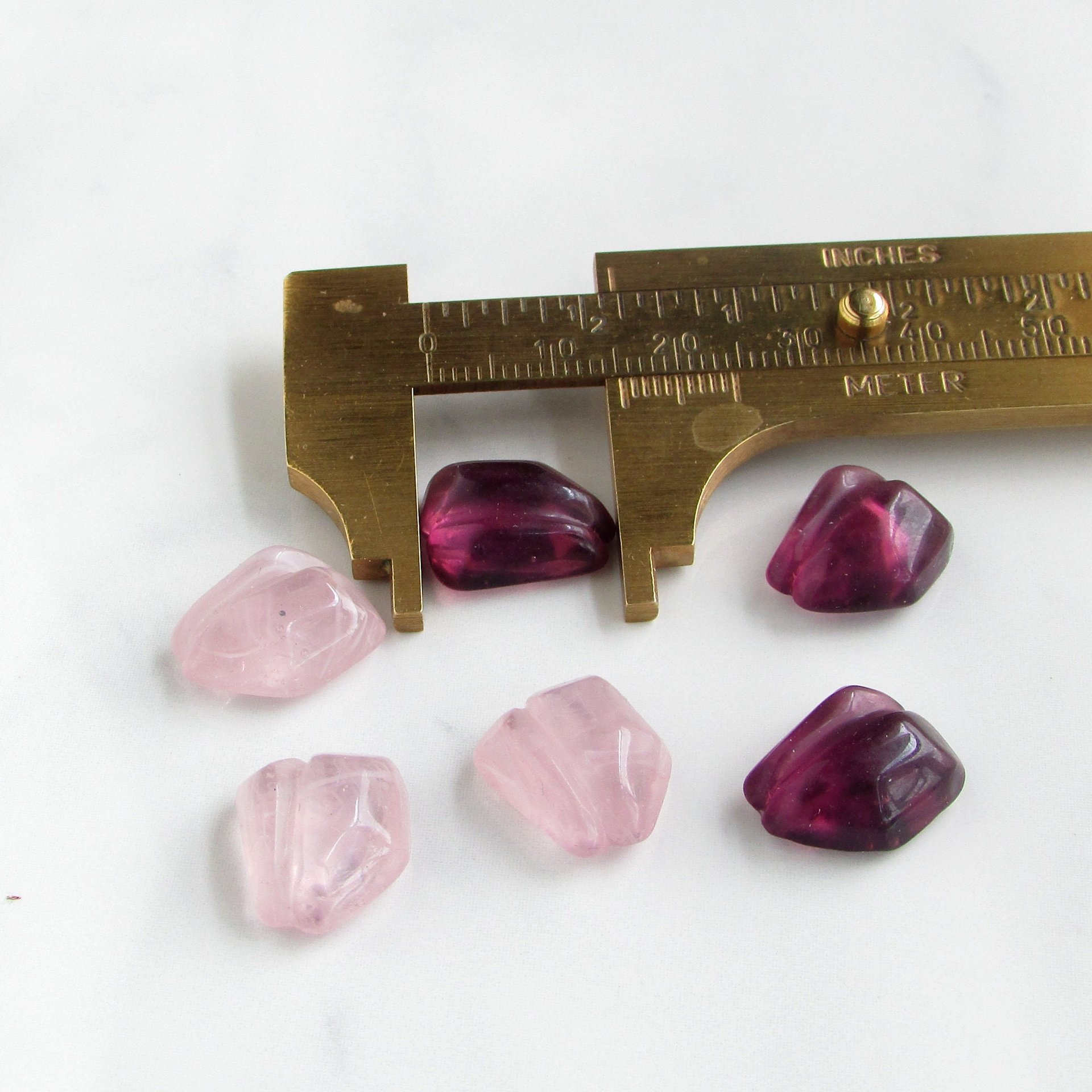 Vintage Glass Cabochons with Wrapping Channel, Unfoiled Amethyst