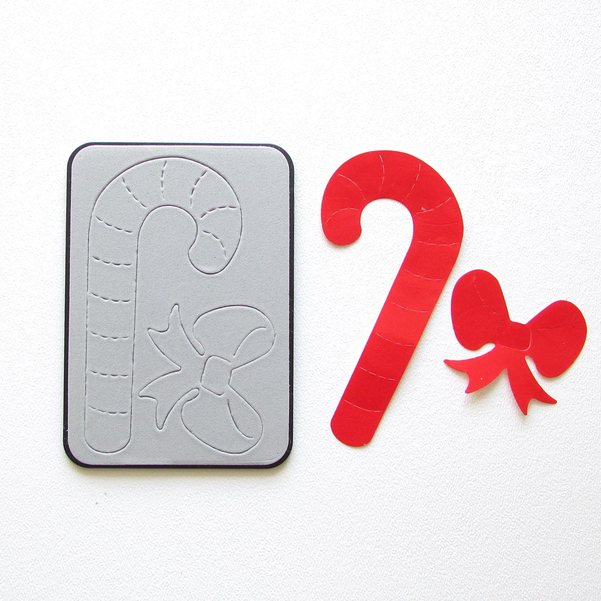 Sizzix Sizzlits Die, 3 3/4” Rectangle Candy Cane and Bow Christmas Motifs