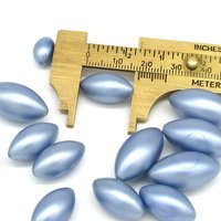 Tapered Oval Bead Mix, Vintage 12mm-23mm Blue Plastic Pearls