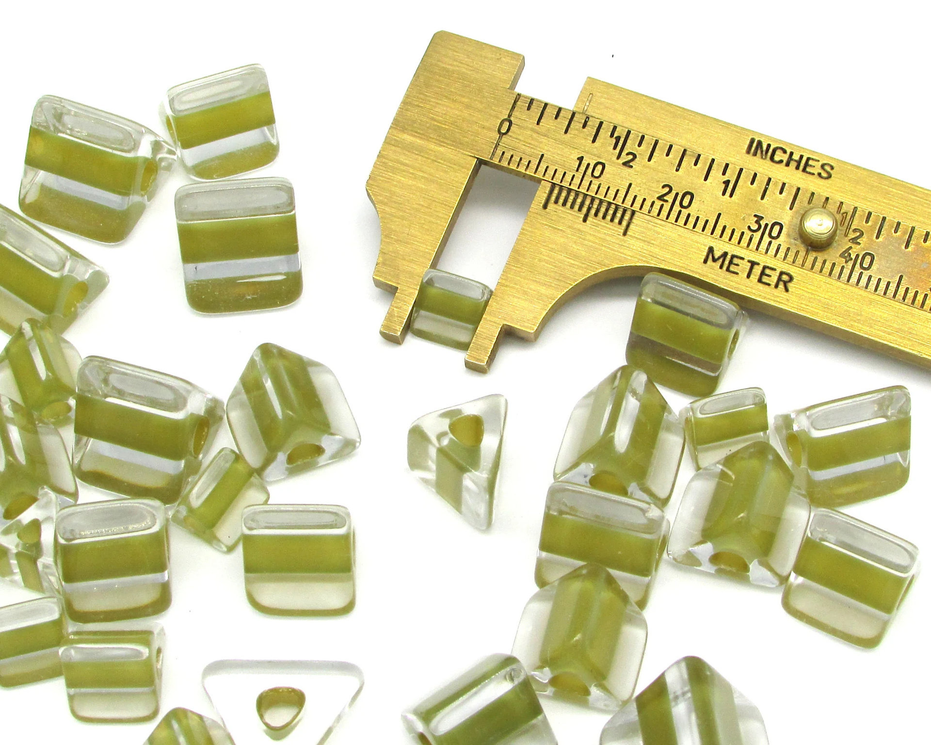 Khaki Furnace Glass Triangular Beads 
