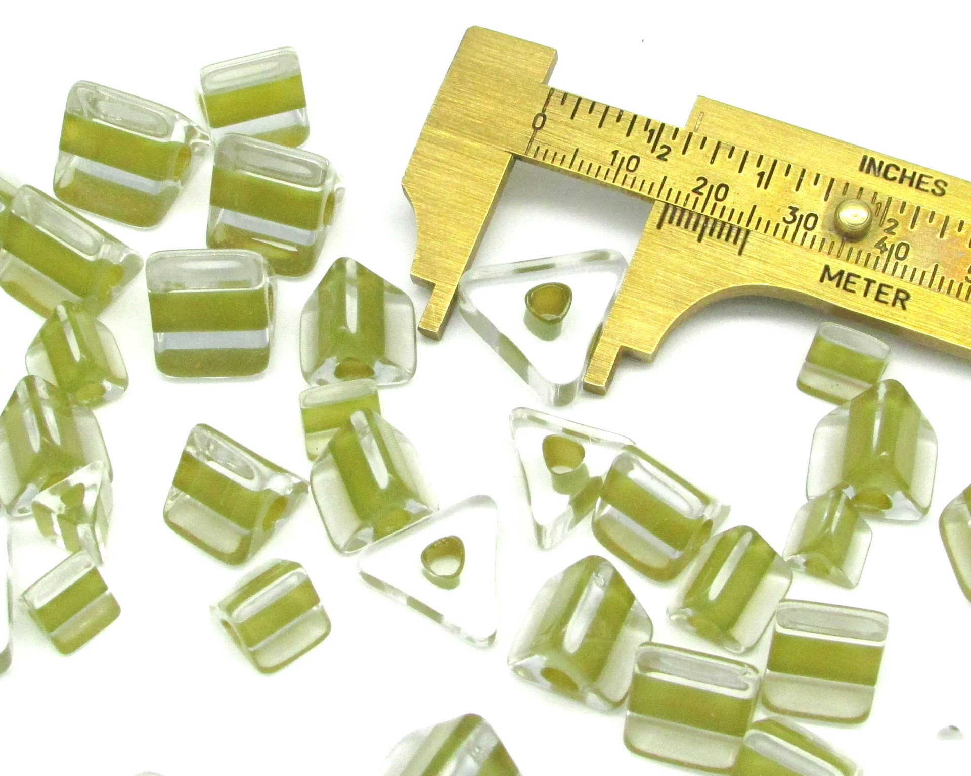 Khaki Furnace Glass Triangular Beads 