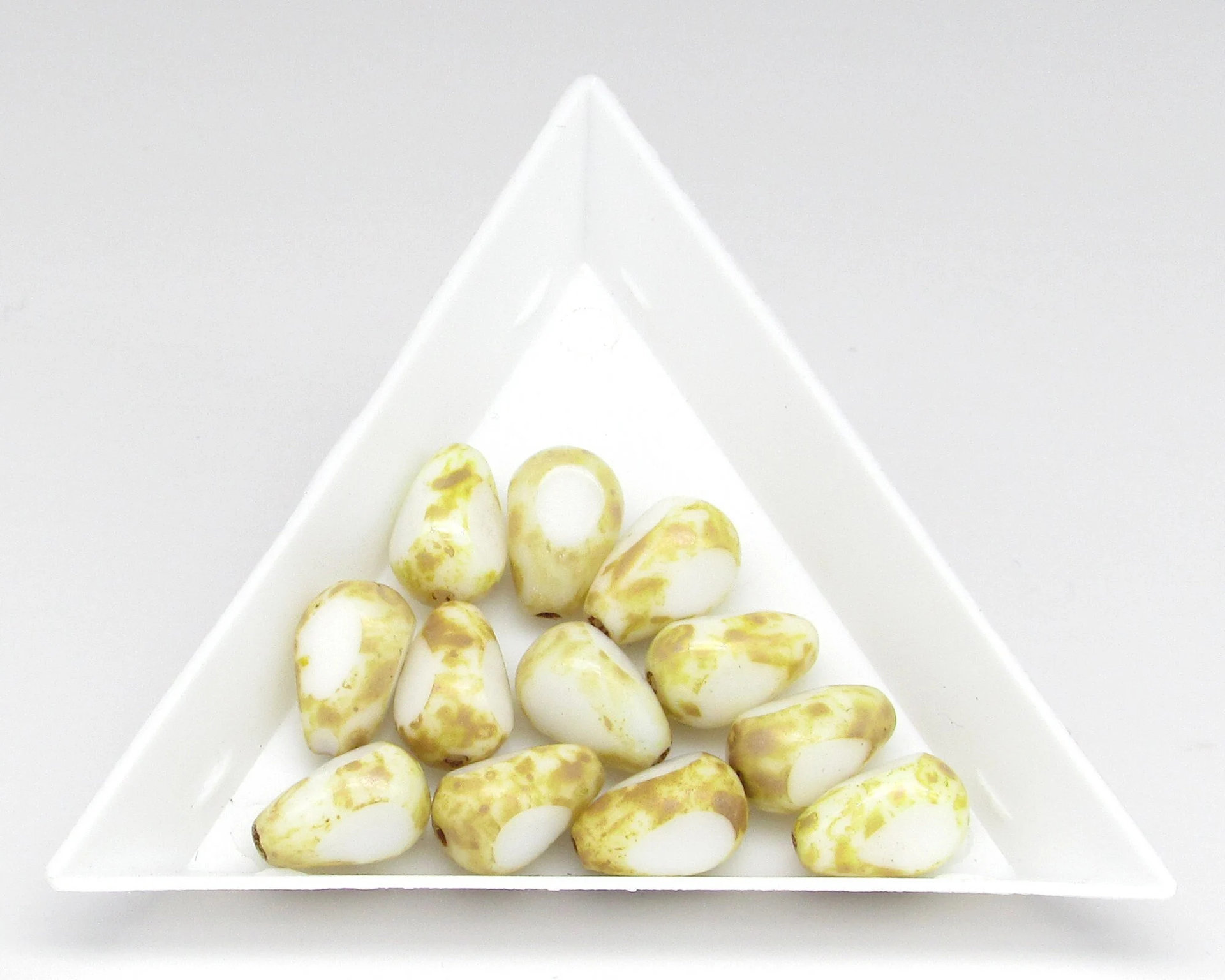 11x8mm Teardrop 3-Cut Picasso Window Beads