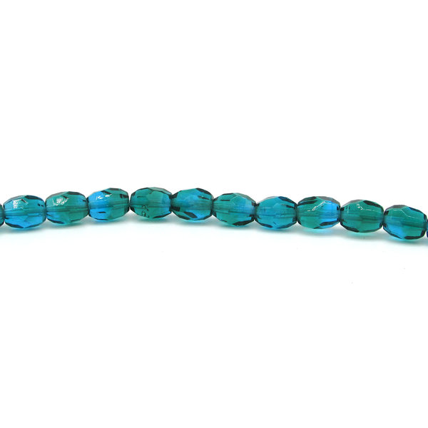 10mm Faceted Oval Beads, Two-Tone Aqua and Emerald