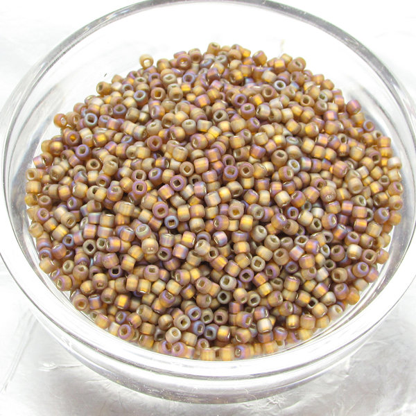 Vintage 11/0 Seed Beads, Frosted Dark Topaz