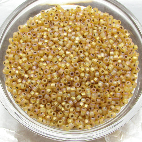 Vintage 11/0 Seed Beads, Frosted Light Topaz