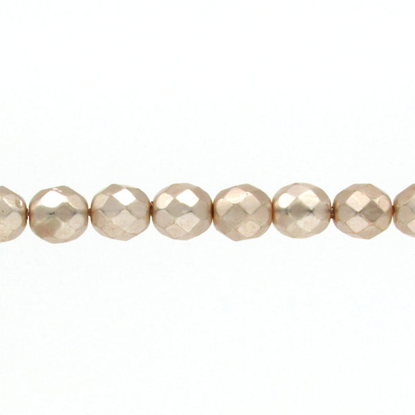8.5mm Faceted Ovals, Pale Peach Pearlized Glass