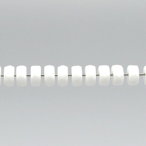 4x8mm Faceted Rondelles, Opaque White Glass Beads