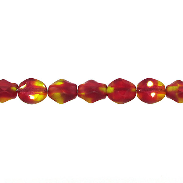 9x8mm Oval Diamond Window Beads, Ruby and Jonquil