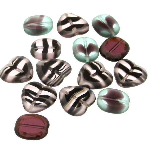 Pastel Tortoise Window Bead Mix, Hearts and Ovals