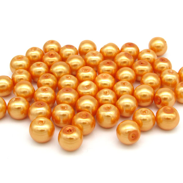 8mm Orange Glass Pearl Beads