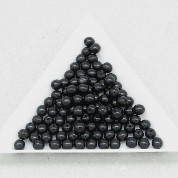 Round Black Beads, 4mm 6mm Czech Pressed Glass