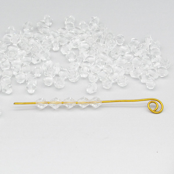 4mm Bicones, Crystal Machine Cut Vintage Czech Beads