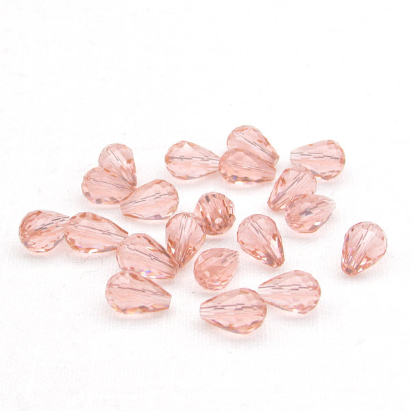 12x8mm Translucent Rosaline Teardrop Glass Beads