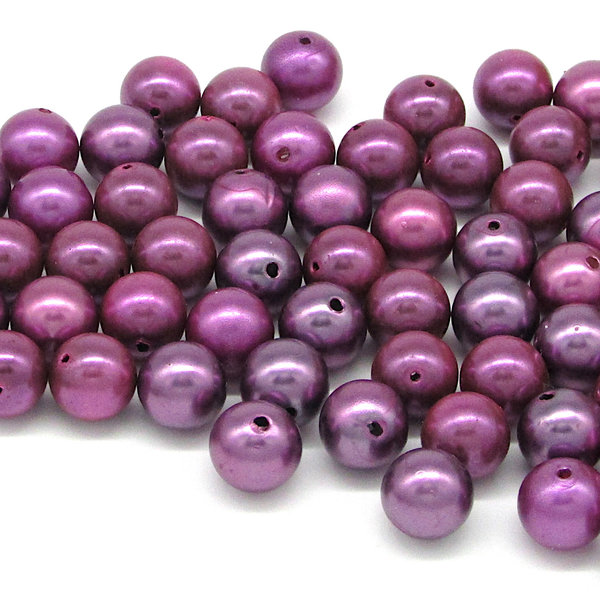 10mm Plastic Pearls, Vintage Purple Lustre Beads (60)