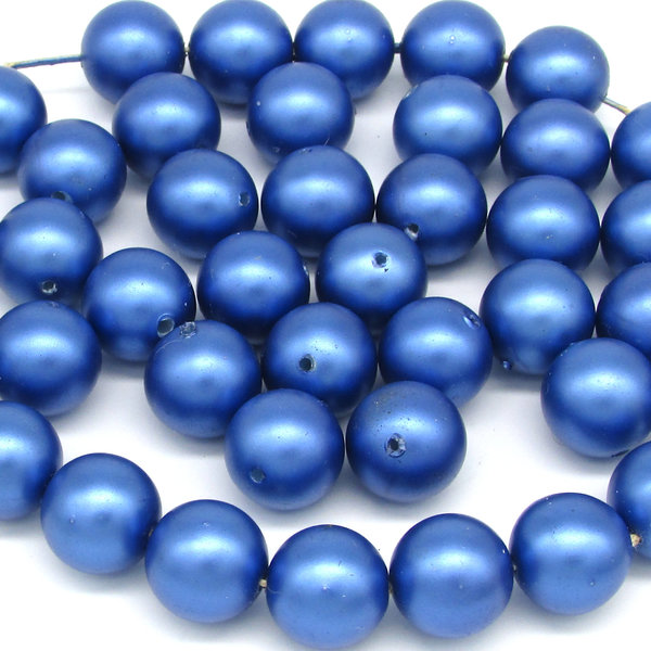 12mm Round Blue Lustre Vintage Plastic Pearl Beads