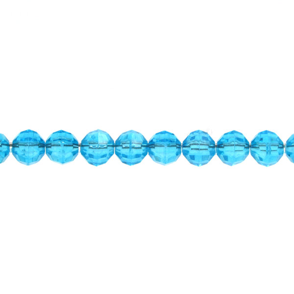 6.5mm Faceted Round Beads, Translucent Aqua Plastic Spacers