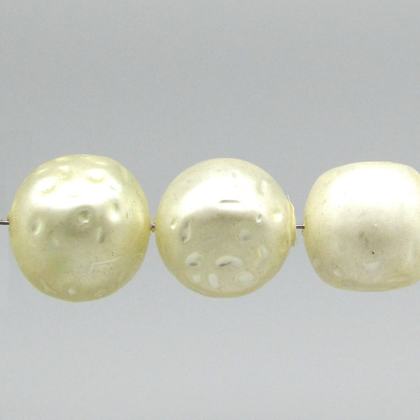 22mm Jumbo Cube Beads, Vintage Cream Lustre Baroque Faux Pearls