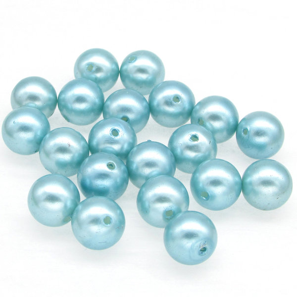 10mm Plastic Pearls, Vintage Teal Lustre Beads (40)