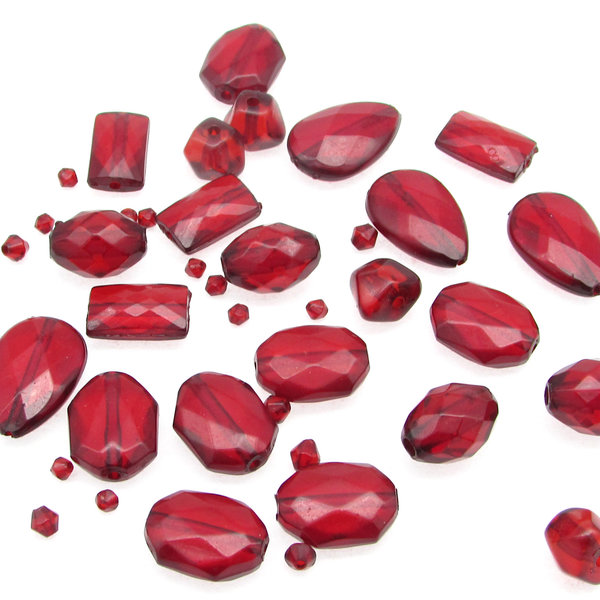 Vintage Red Plastic Bead Mix