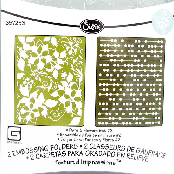 Dots and Flowers A2 Embossing Folder Set, Sizzix Textured Impressions