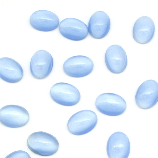Vintage 14x10.5mm Oval Cabochons, Light Blue Moonglow
