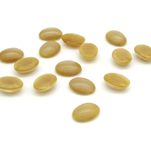 Vintage 14x10.5mm Oval Glass Stones, Beige Moonglow