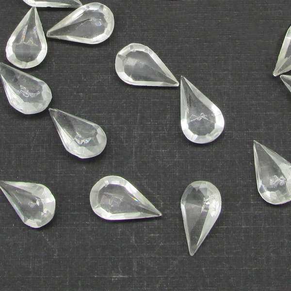 Clear Pear Rhinestones, Vintage 13x7.8mm Unfoiled Teardrops