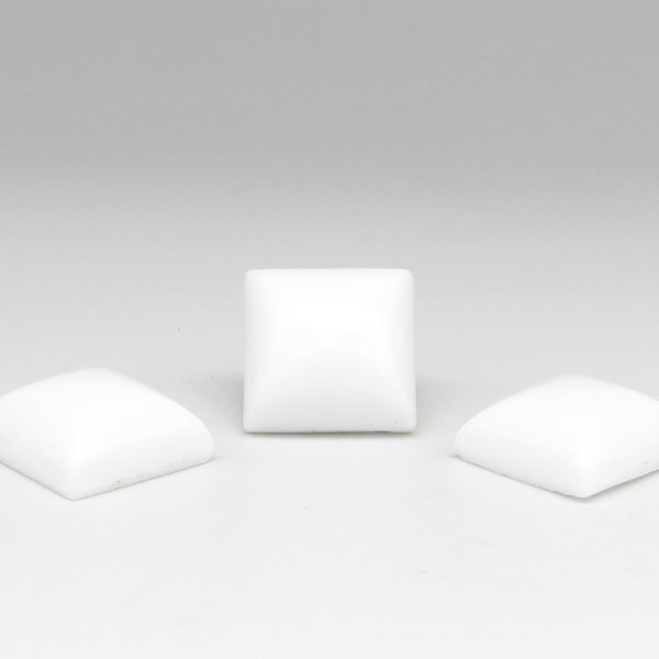 20mm Square Cabochon, White Vintage Glass Gem