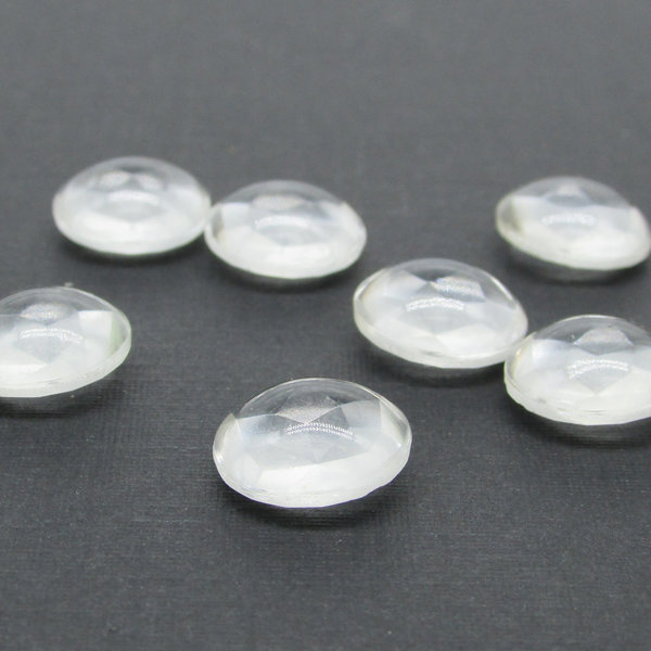 12mm Clear Domed Dentelles, Vintage Unfoiled Glass Gems (7)
