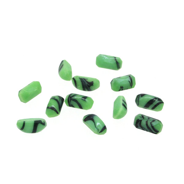 8x4mm Marbled Opaque Green Baguette Rhinestones