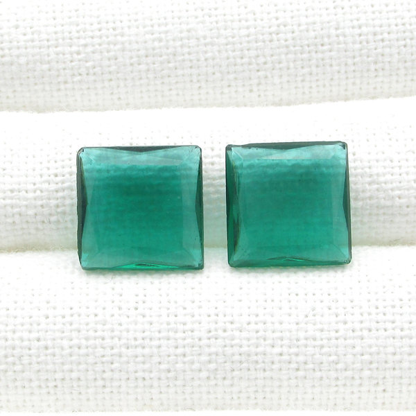 15.5mm Square Unfoiled Emerald Vintage Rhinestones
