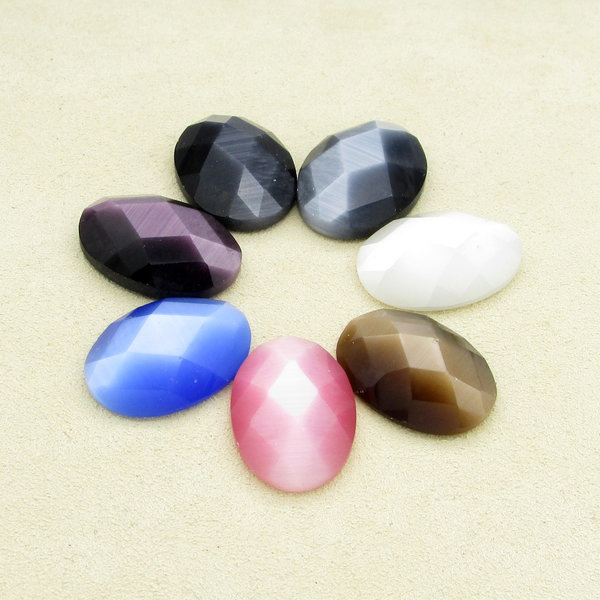18x13mm Faceted Oval Fiber Optic Glass Cabochons