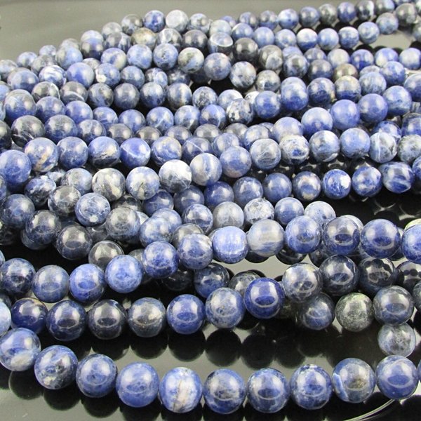 8mm Dark Blue Sodalite Beads, Smooth Semiprecious Gemstone Rounds