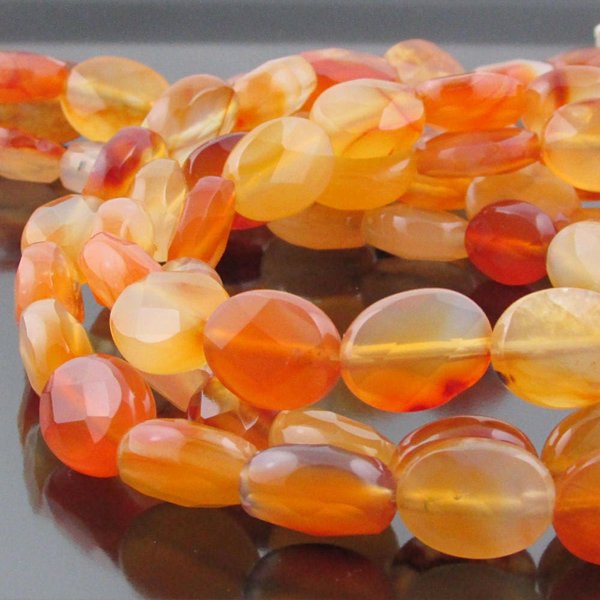 13mm Faceted Oval Carnelian Beads