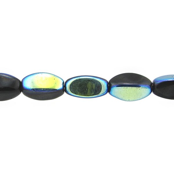 11x6mm Ovals, Jet Vitrail Czech Pressed Glass Beads