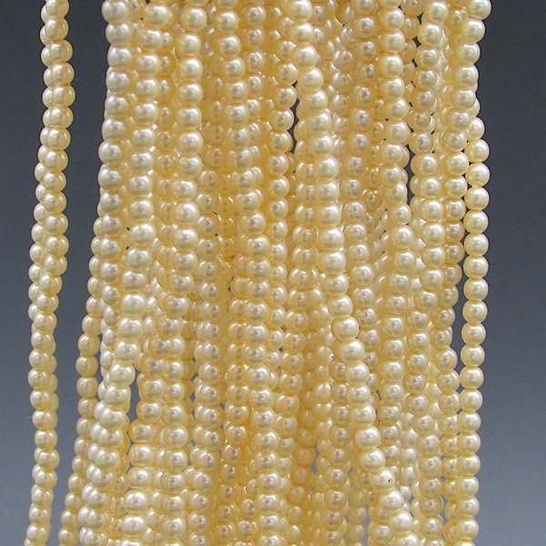 60" Strand 4mm Champagne Faux Pearls