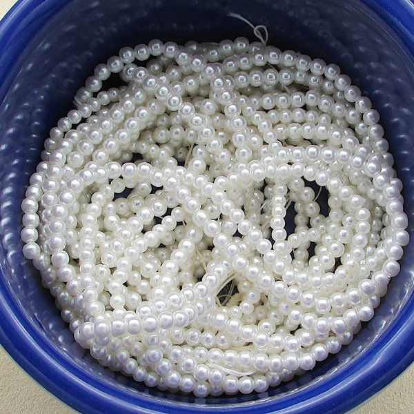 Vintage Faux Pearl Seed Beads, 3.5mm Plastic Spacers