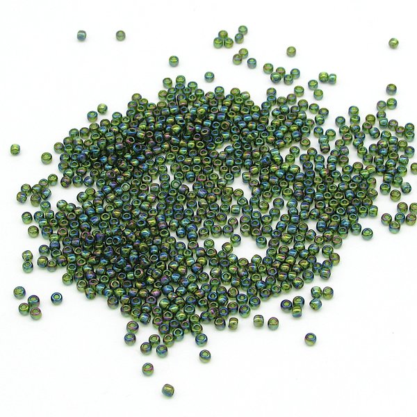 11/0 Seed Beads, Round TOHO Olivine Rainbow